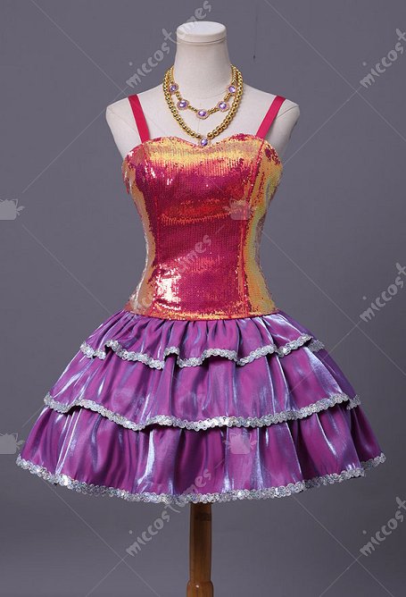 Barbie Cosplay Vestido de lentejuelas con collar y pulsera