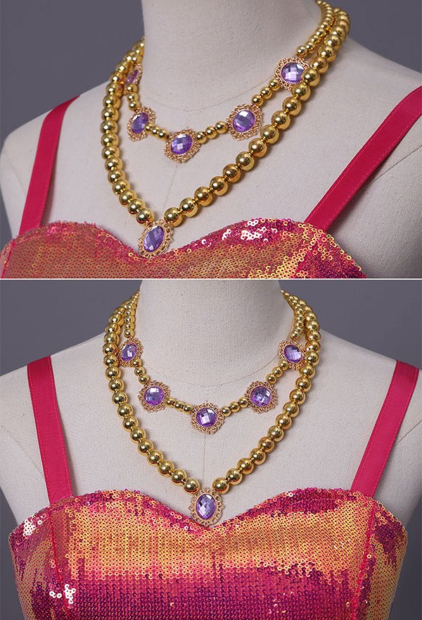 Barbie Cosplay Vestido de lentejuelas con collar y pulsera