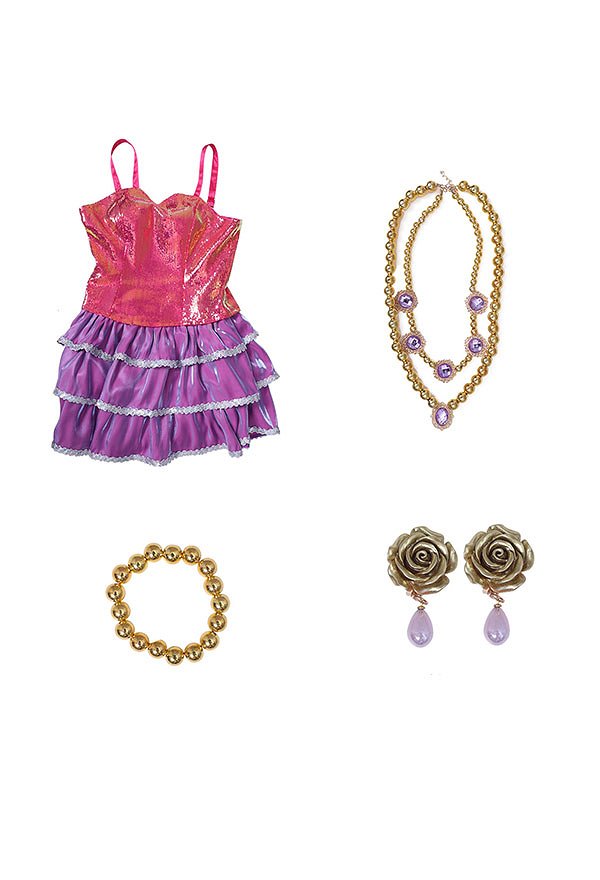 Barbie Cosplay Vestido de lentejuelas con collar y pulsera