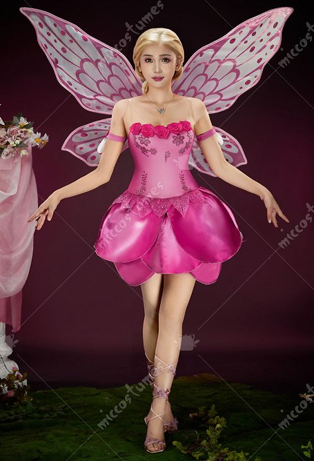 【Free Wings】Barbara Magic of the Rainbow Elina Cosplay Costume Dress with Wings and Necklace