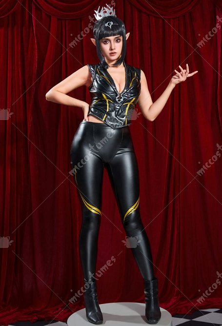 Baldur's Gate Shadowheart Disfraz de Cosplay Chaleco Profundo en V y Pantalones Largos con Accesorios Decorativos para el Pecho