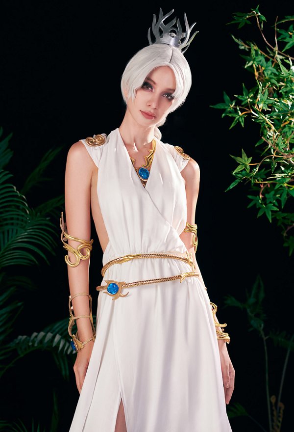 Baldur's Gate 3 Shadowheart Disfraz de Cosplay Vestido sin mangas y collar combinados con tobillera y brazalete