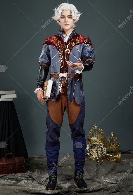 Baldur's Gate Astarion Disfraz de Cosplay Corsé y Chaqueta con Pantalones Largos y Cinturón