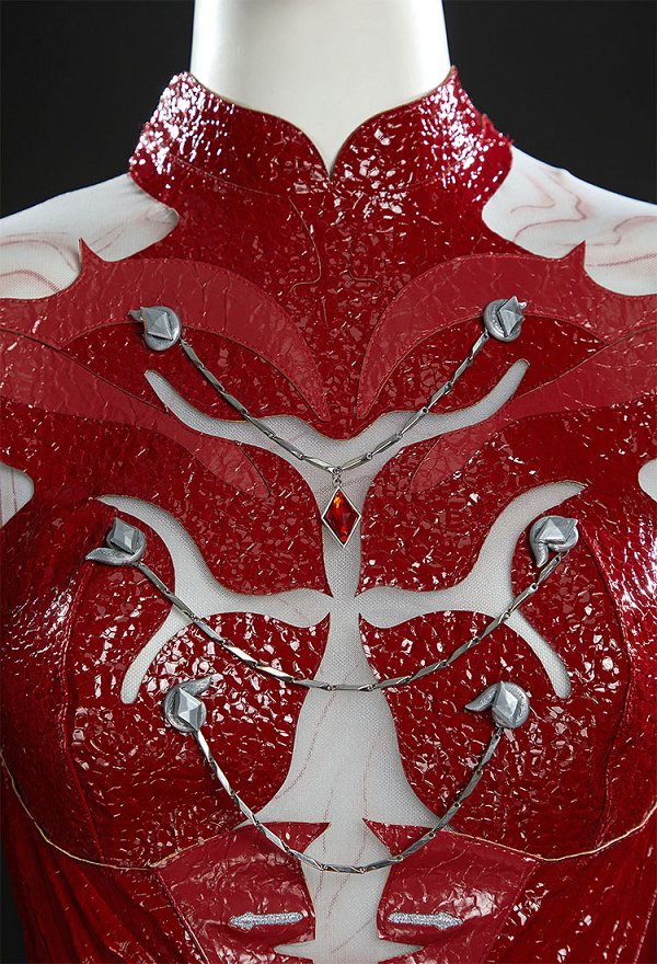 Baldur's Gate Orin Cosplay Costume Traje Rojo y Accesorio de Mano y Cadena de Cintura