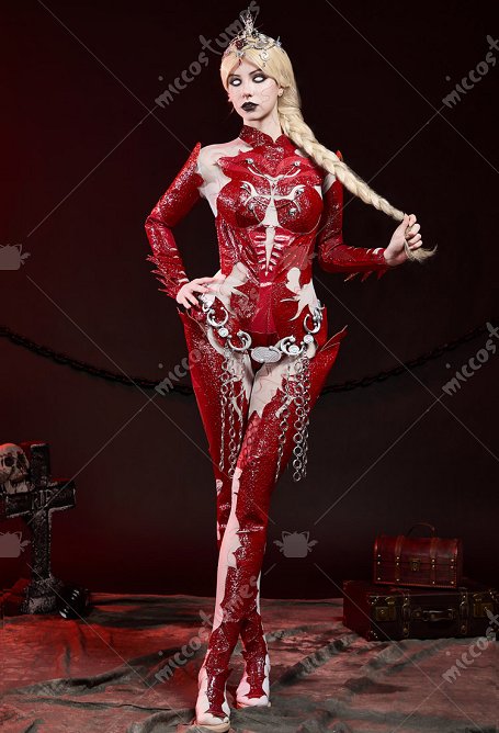 Baldur's Gate Orin Cosplay Costume Traje Rojo y Accesorio de Mano y Cadena de Cintura