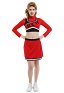 Bring it On RCH Athletic Sportswear Long Sleeved High Collar Cheerleader Top T-shirt and Skirt Set Cosplay Costume Outfits with Logo-Embroidered Vest