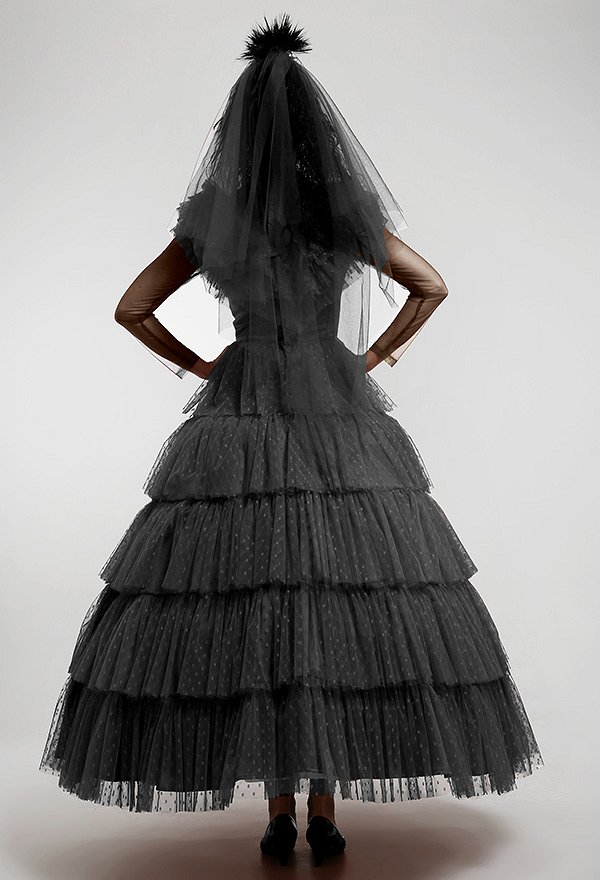 Gothic Black Wedding Style Dress Cosplay Costume for Halloween with Veil Gothic Black Wedding Style Dress Cosplay Costume for Halloween with Veil