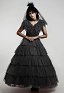 Gothic Black Wedding Style Dress Cosplay Costume for Halloween with Veil