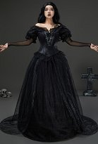 Beetlejuice Delores Cosplay Kostüm Schwarzes Kleid mit Korsett und Handschuhen Beetlejuice Delores Cosplay Kostüm Schwarzes Kleid mit Korsett und Handschuhen