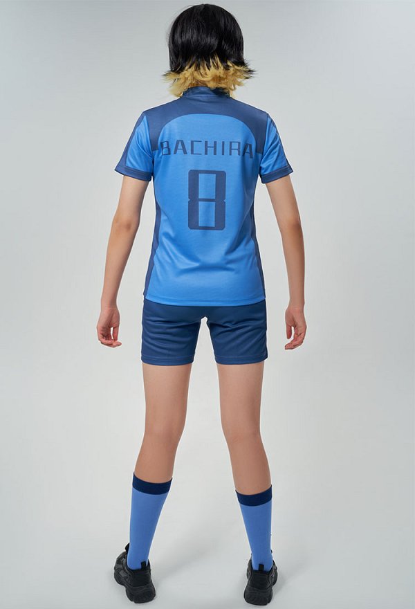 Blue Lock Bachira Meguru Cosplay Costume T-shirt and Shorts with Vest and Socks