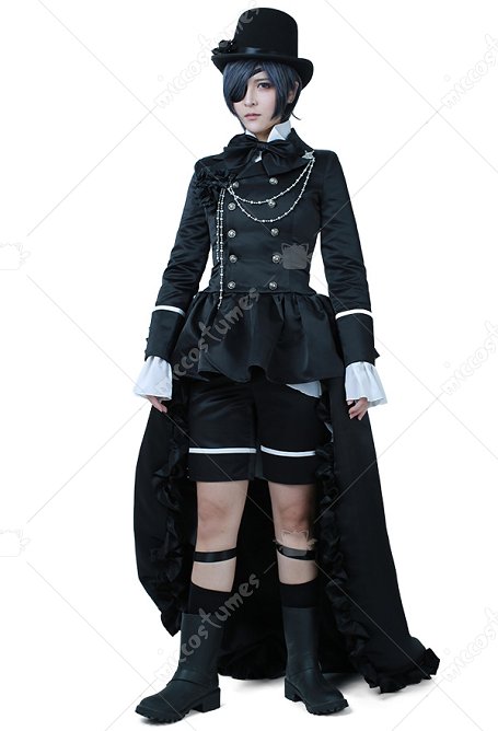 kuroshitsuji Ciel Klassisch Schwarz Cosplay Kostüm Anzug Kleid
