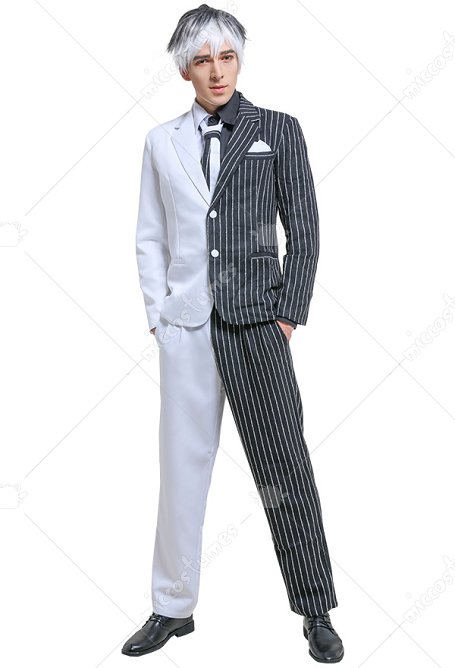 Miccostumes Supervillain Cosplay Suit Costume with Tie and Fake Collar Inspired by Two-Face Make to Order
