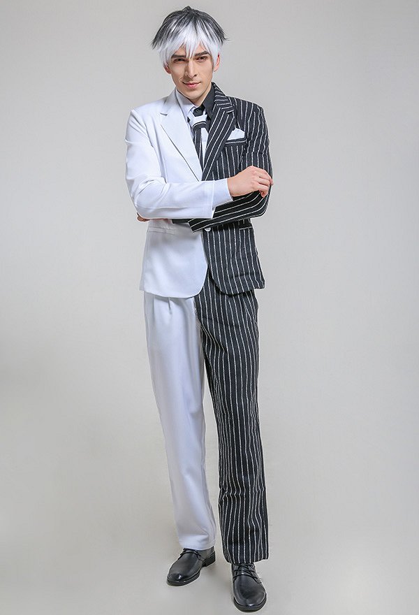 Miccostumes Supervillain Cosplay Suit Costume with Tie and Fake Collar Inspired by Two-Face Make to Order