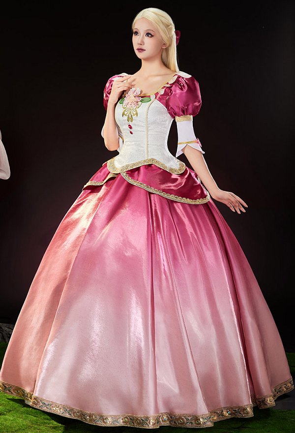 Barbara Dancing Princesses Genevieve Cosplay Costume Dress with Waistband and Bow
