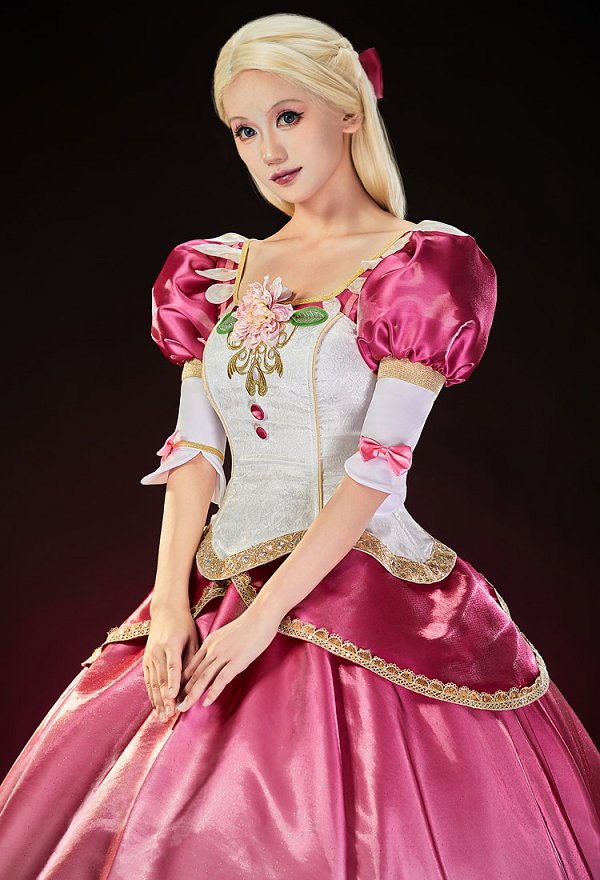 Barbara Dancing Princesses Genevieve Cosplay Costume Dress with Waistband and Bow