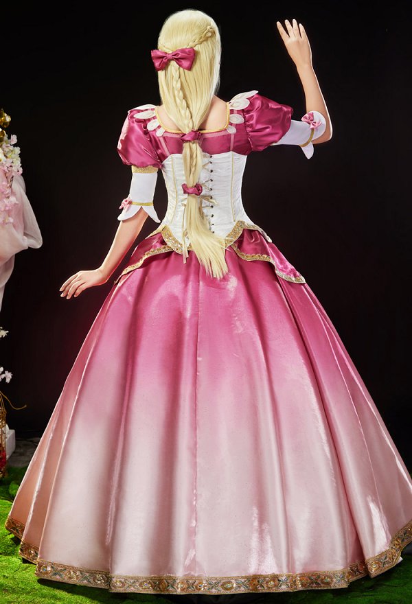 Barbara Dancing Princesses Genevieve Cosplay Costume Dress with Waistband and Bow