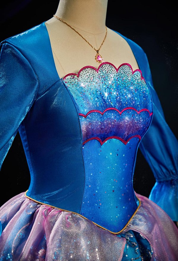 Barbara Rosella Costume de Cosplay Robe avec Queue de Paon et Collier