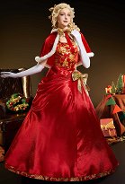 Barbara in a Christmas Carol Eden Cosplay Costume Dress and Plush Cloak with Side Drape and Bow Barbara in a Christmas Carol Eden Cosplay Costume Dress and Plush Cloak with Side Drape and Bow