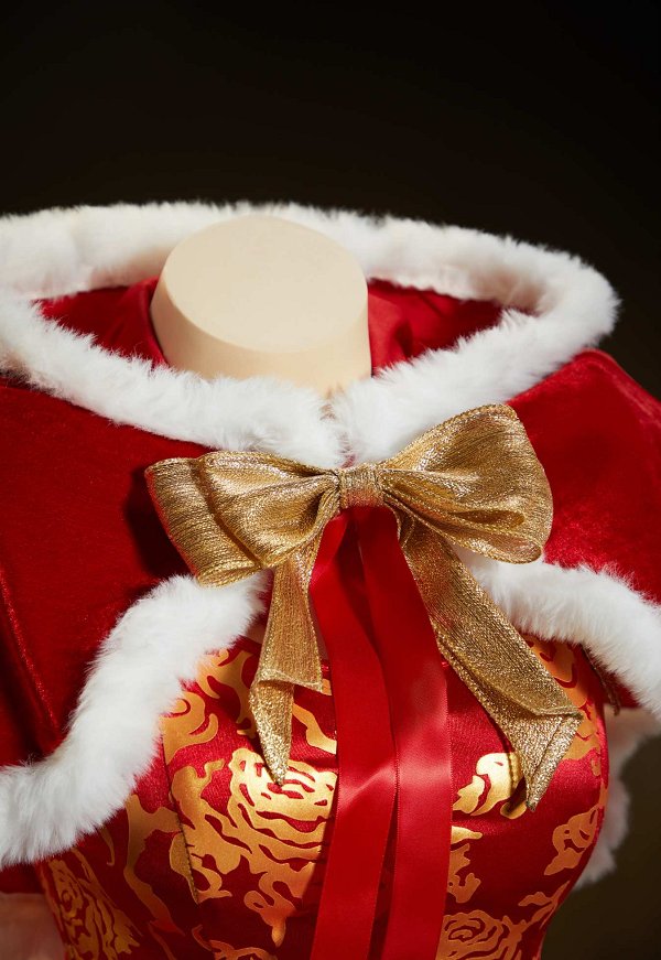 Barbara in a Christmas Carol Eden Cosplay Costume Dress and Plush Cloak with Side Drape and Bow