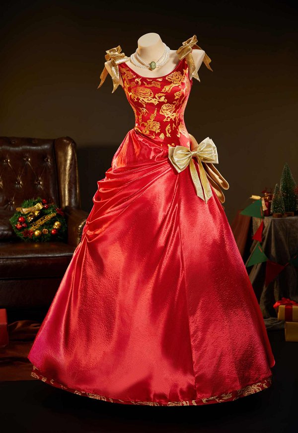 Barbara in a Christmas Carol Eden Cosplay Costume Dress and Plush Cloak with Side Drape and Bow