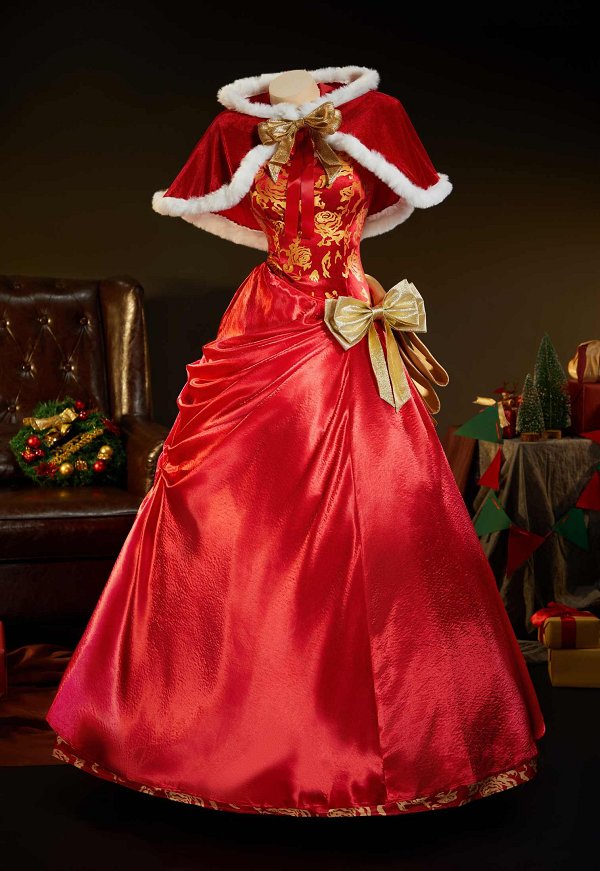 Barbara in a Christmas Carol Eden Cosplay Costume Dress and Plush Cloak with Side Drape and Bow