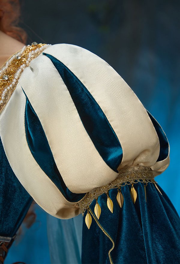 Miccostumes x Sunset Dragon Brave Cosplay Vestido medieval de Mérida con cinturón y corona