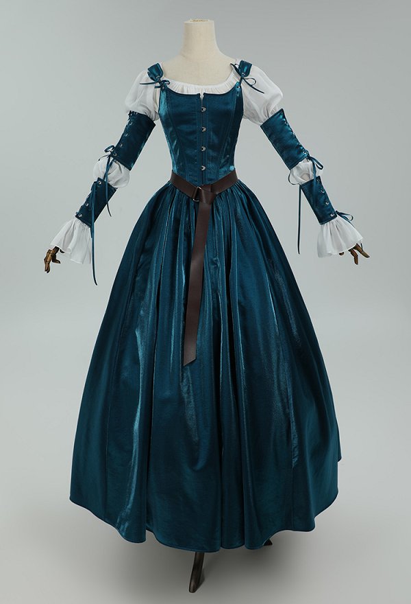 Halloween Melinda Medieval Costume Renaissance Vintage Lantern Sleeves Dress with Corset and Skirt Cosplay Costume