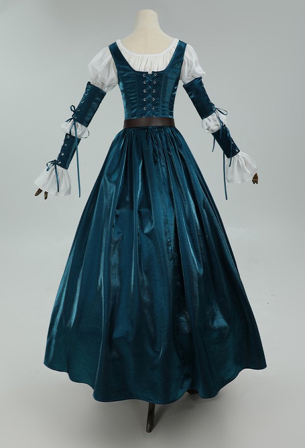 Halloween Melinda Medieval Costume Renaissance Vintage Lantern Sleeves Dress with Corset and Skirt Cosplay Costume