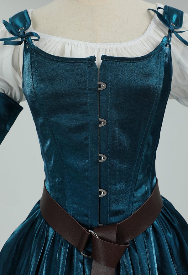 Halloween Melinda Medieval Costume Renaissance Vintage Lantern Sleeves Dress with Corset and Skirt Cosplay Costume