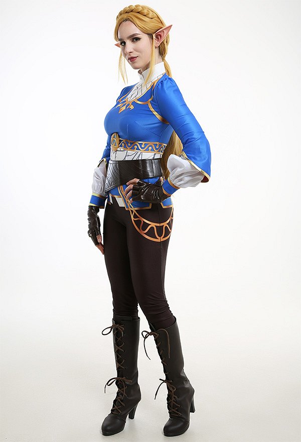 The Legend of Zelda Breath of the Wild Costume de Cosplay Princesa Zelda Conjunto con Cinturón y Guantes