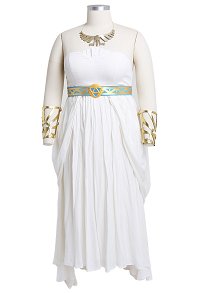 Plus Size The Legend of Zelda: Breath of the Wild Princess Zelda White Dress Curvy Cosplay Costume with Headdress and Necklace