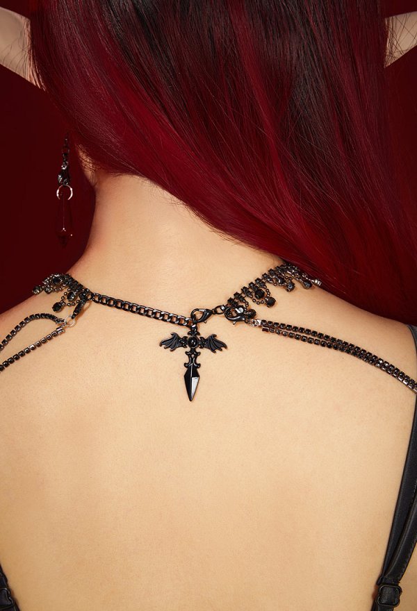 Halloween Women Sexy Vampire Spider Costume Dark Gothic High Slit Dress Outfit with Sleeves Necklace