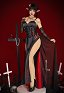 Halloween Women Sexy Vampire Spider Costume Dark Gothic High Slit Dress Outfit with Sleeves Necklace