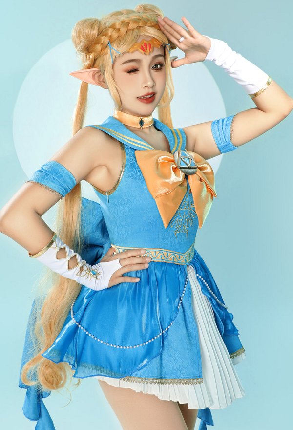 Princess Zelda Derivative Magical Girl Sailor Vestido con Guantes y Accesorios