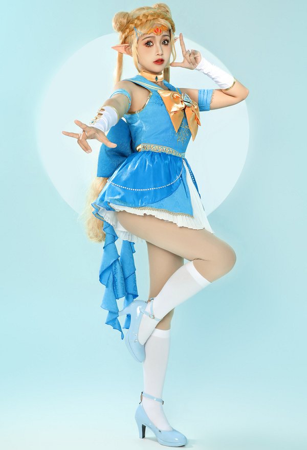 Princess Zelda Derivative Magical Girl Sailor Vestido con Guantes y Accesorios