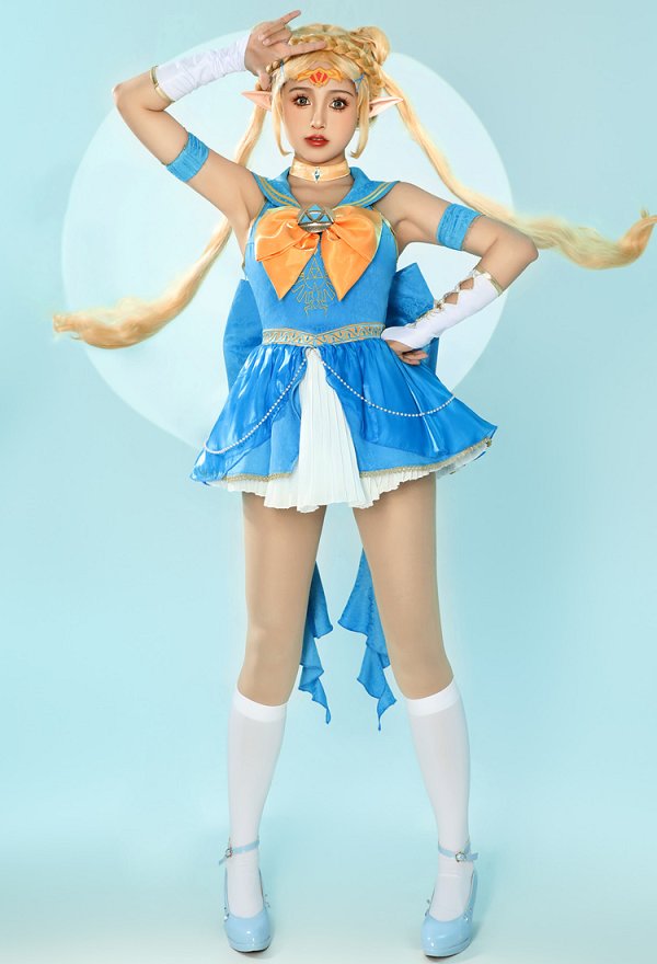 Princess Zelda Derivative Magical Girl Sailor Vestido con Guantes y Accesorios