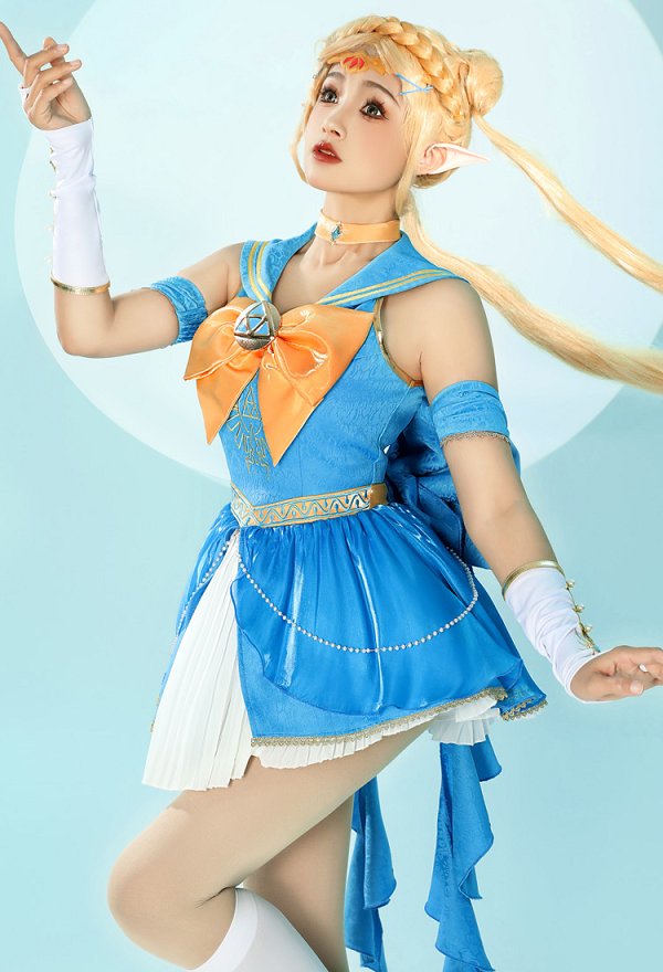 Princess Zelda Derivative Magical Girl Sailor Vestido con Guantes y Accesorios
