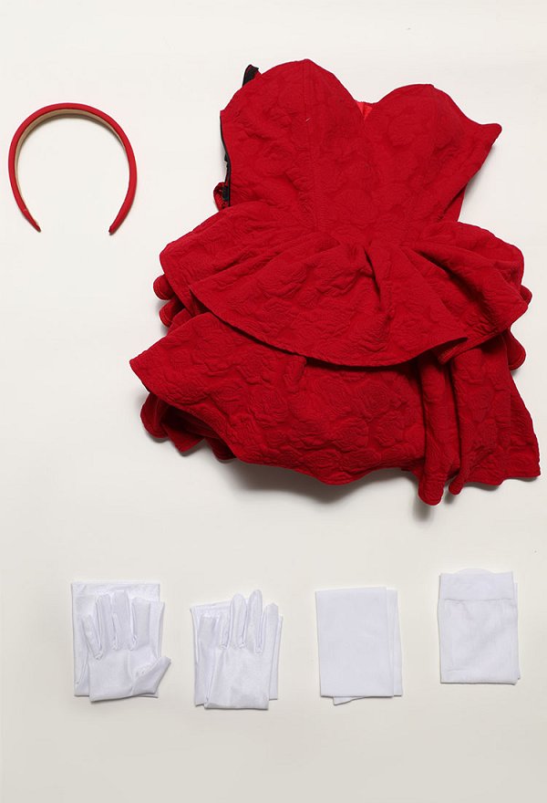 Perfect Blue Mima Disfraz de Cosplay Vestido Sin Tirantes con Diadema Combinado Con Medias Muslo y Guantes