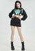 Viper Derivative Gothic Casual Outfit Oberteil und Dreiecksunterteil mit kurzem Kapuzenpullover