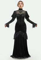 Vestido Medieval Estilo Halloween Encaje Negro Vestidos Slim Vestido Medieval Estilo Halloween Encaje Negro Vestidos Slim