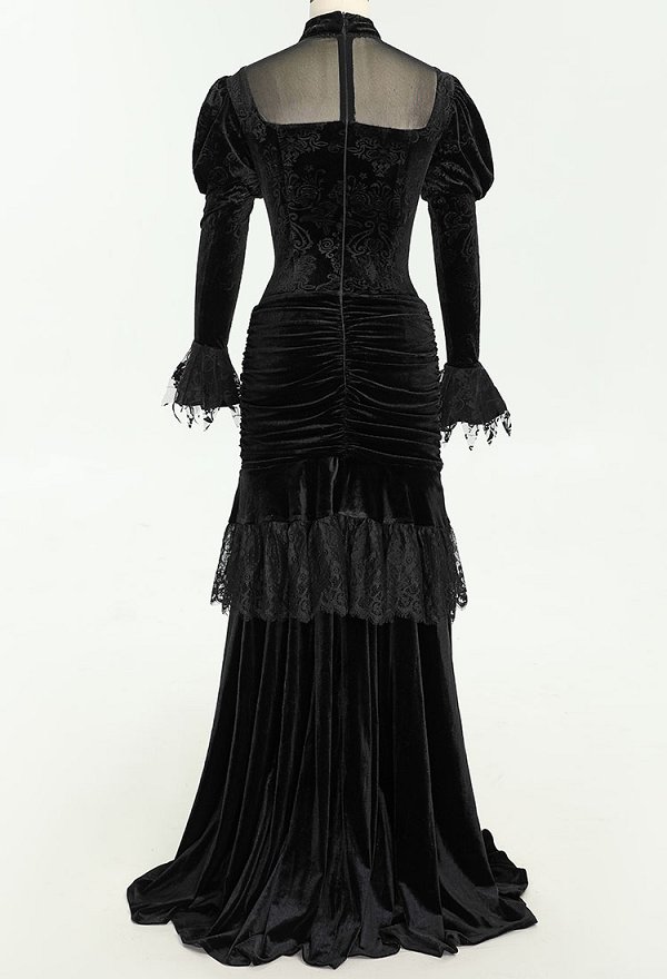 Vestido Medieval Estilo Halloween Encaje Negro Vestidos Slim