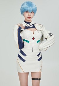 Anime Derivative Casual Outfit White Short Dress and Jacket with Mesh Top Set Cosplay Costume