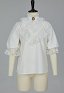 Disfraz de Cosplay Blusa Victoriana de Estilo Medieval con Encaje en las Mangas Abullonadas Mangas a Media Altura Camisa Blanca con Alfiler y Cuello
