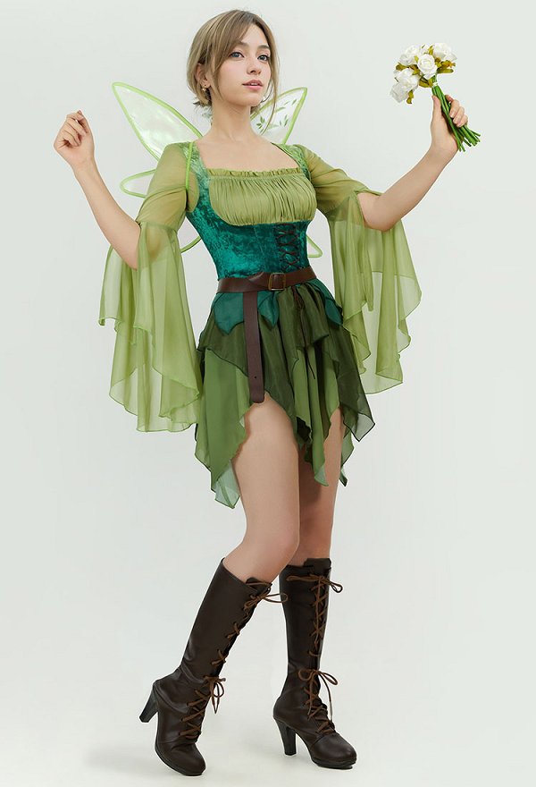 Halloween Style Dress Magic Elf Kleid und Gürtel mit Flügeln Halloween Style Dress Magic Elf Kleid und Gürtel mit Flügeln