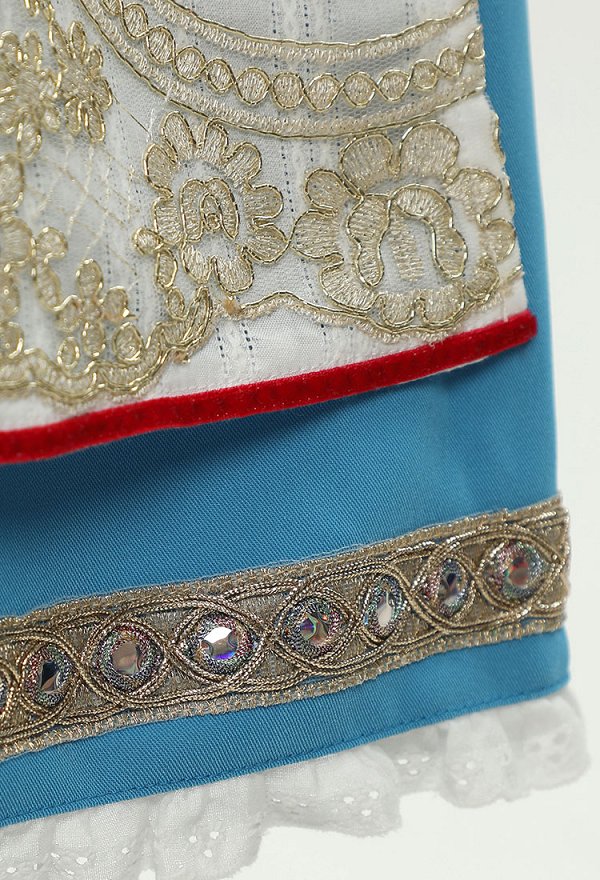Disfraz de Oktoberfest con bordado azul vestido Dirndl alemán con delantal superior disfraz tradicional bávaro de doncella cervecera
