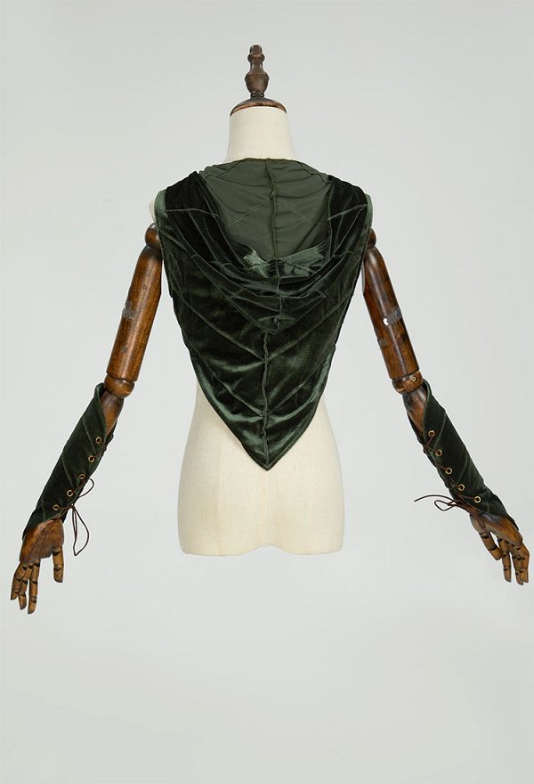 Elegantes Elf Style Leaf Top Set Sexy Taillenlose Riemchen Jacke Mit Ärmel Cover Up