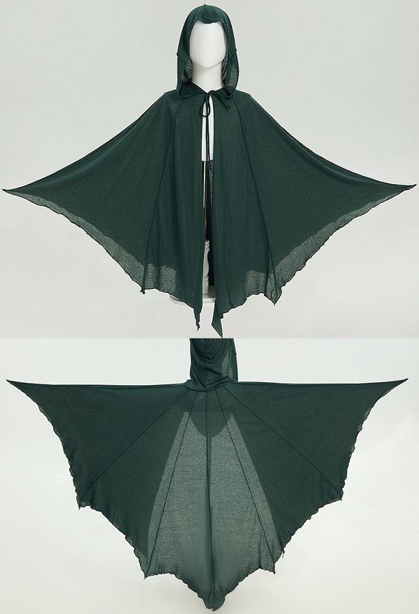 Costume d'elfe cape à capuche mystérieuse et élégante avec bordure de feuilles