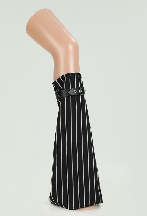 Jack Derivative Gothic Black White Stripe Costume Long SLeeve Top and Tube Top with Skirt and Gloves