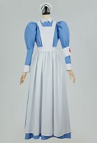 Costume vintage Tenue d'infirmière uniforme historique Haut victorien d'infirmière avec jupe longue, tablier et chapeau