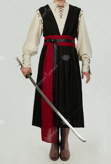 Mittelalterliche Tunika für Herren Ninja Pirat Cosplay Kostüm Renaissance Steampunk ärmelloses Kapuzenoberteil